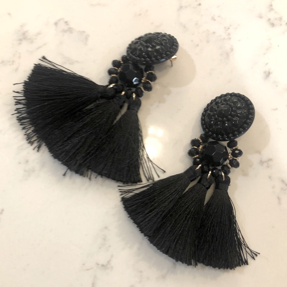 Black tassel earrings